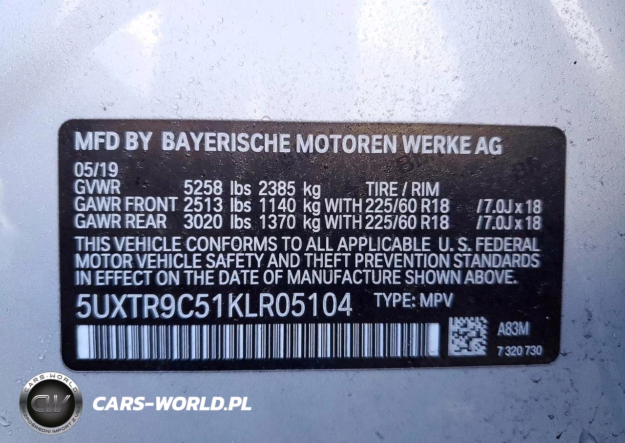 2019 BMW X3 xDrive30I VIN:5UXTR9C51KLR05104 - 13