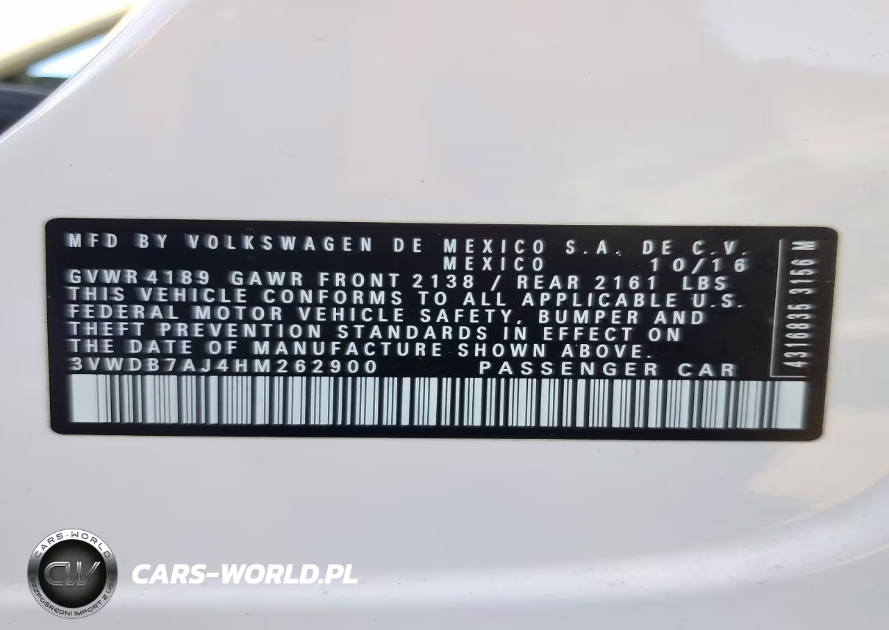 2017 Volkswagen Jetta Se VIN:3VWDB7AJ4HM262900 - 12