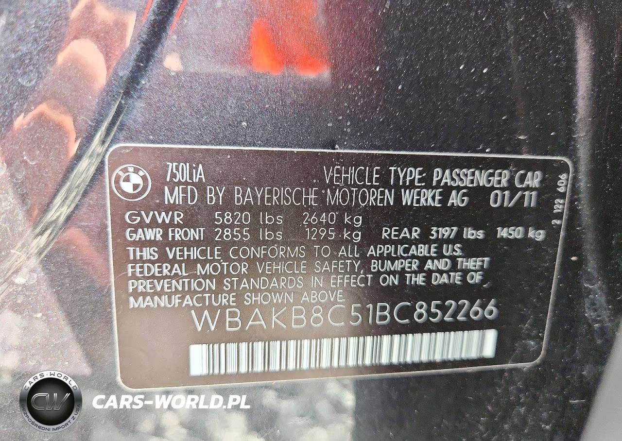 2011 BMW 750 Li VIN:WBAKB8C51BC852266 - 12