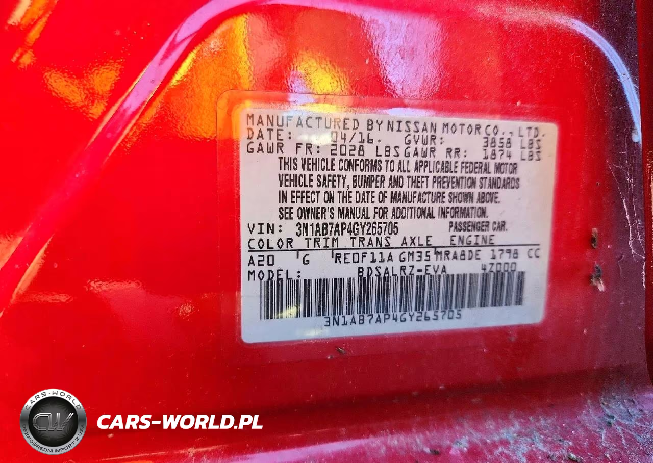 2016 Nissan Sentra Sr VIN:3N1AB7AP4GY265705 - 12