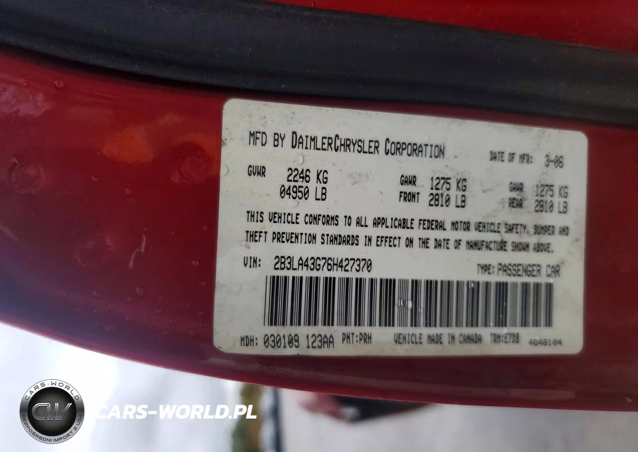2006 Dodge Charger Se VIN:2B3LA43G76H427370 - 12