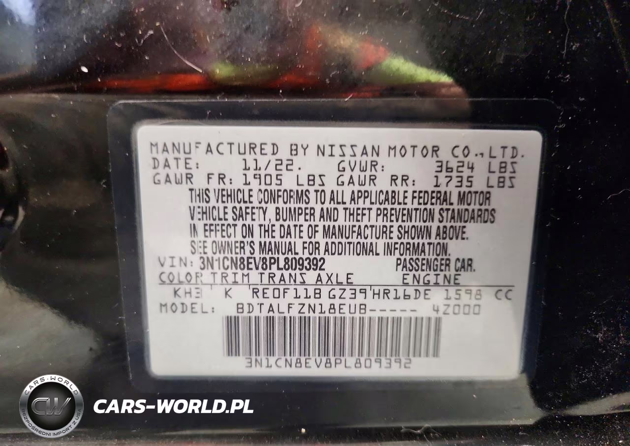 2023 Nissan Versa Sv VIN:3N1CN8EV8PL809392 - 12
