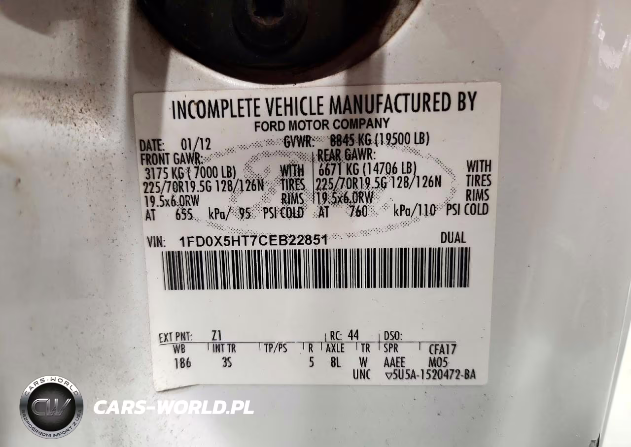 2012 Ford F550 Super Duty VIN:1FD0X5HT7CEB22851 - 12