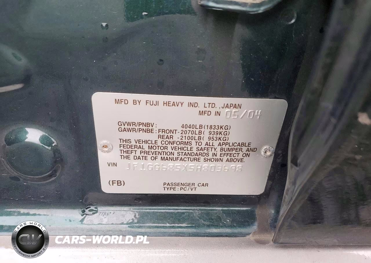 2005 Subaru Impreza Outback Sport VIN:JF1GG685X5H803698 - 13