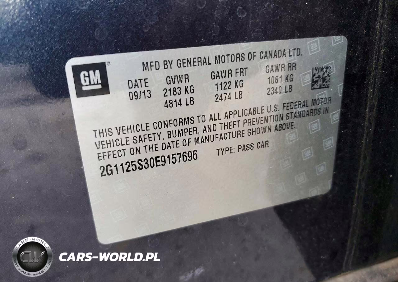 2014 Chevrolet Impala Lt VIN:2G1125S30E9157696 - 12