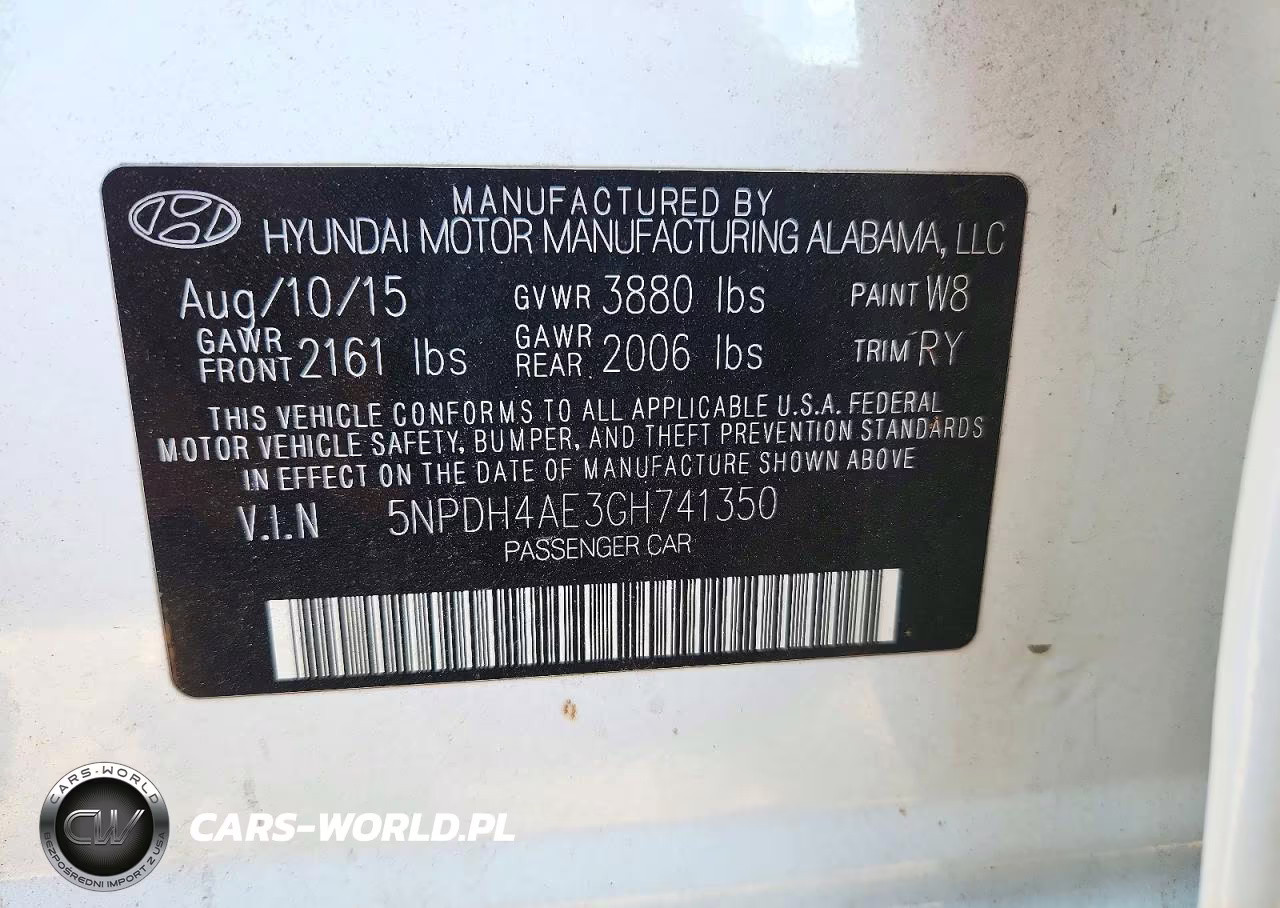 2016 Hyundai Elantra Limited VIN:5NPDH4AE3GH741350 - 12