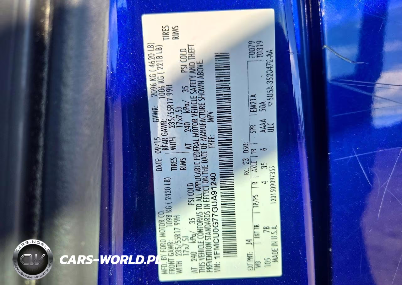 2016 Ford Escape Se VIN:1FMCU0G77GUA91240 - 13