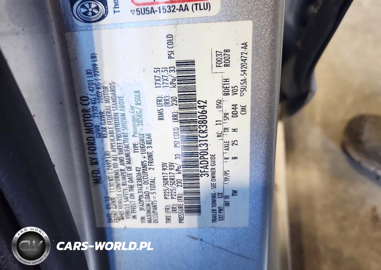 2012 Ford Fusion Hybrid VIN:3FADP0L31CR380642 - 12