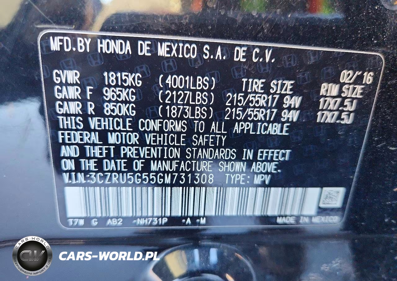 2016 Honda Hr-V Ex VIN:3CZRU5G55GM731308 - 14