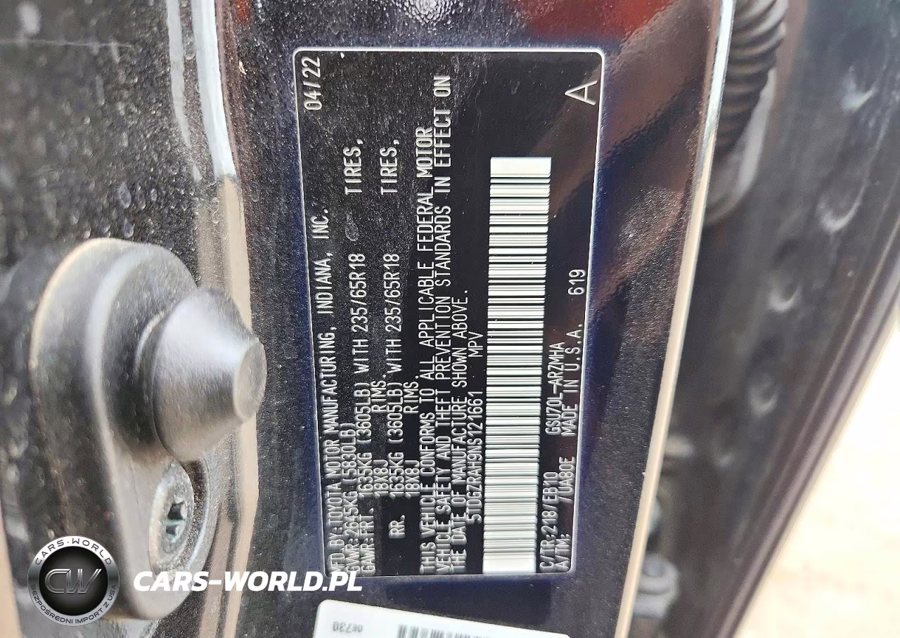 2022 Toyota Highlander Xle VIN:5TDGZRAH9NS121661 - 13