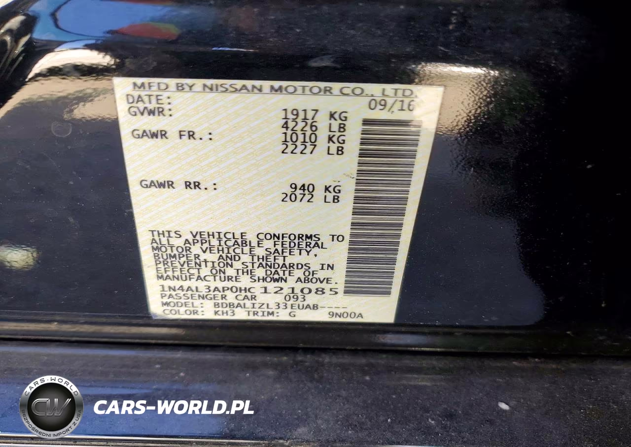 2017 Nissan Altima 2.5 Sv VIN:1N4AL3AP0HC121085 - 12