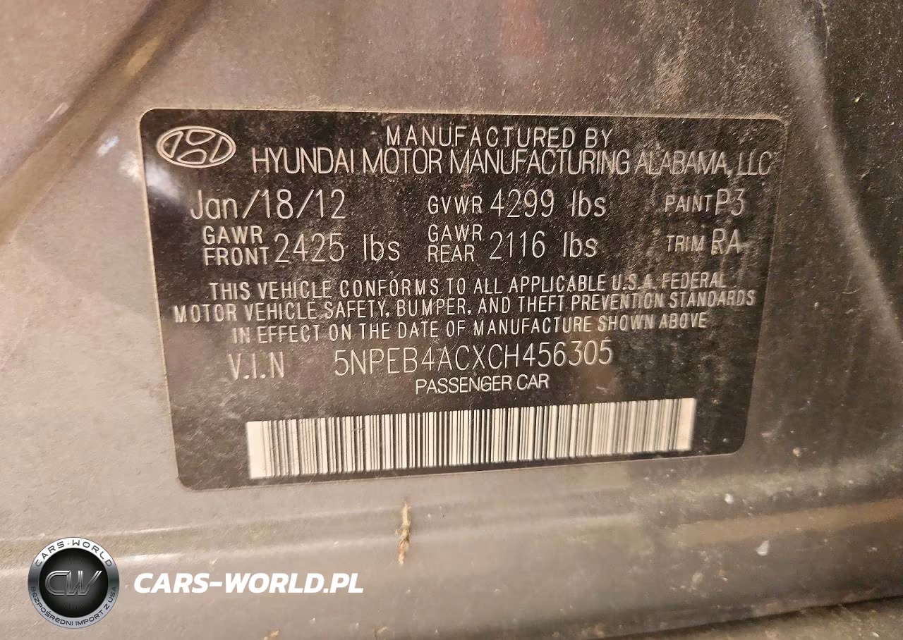 2012 Hyundai Sonata Gls VIN:5NPEB4ACXCH456305 - 12