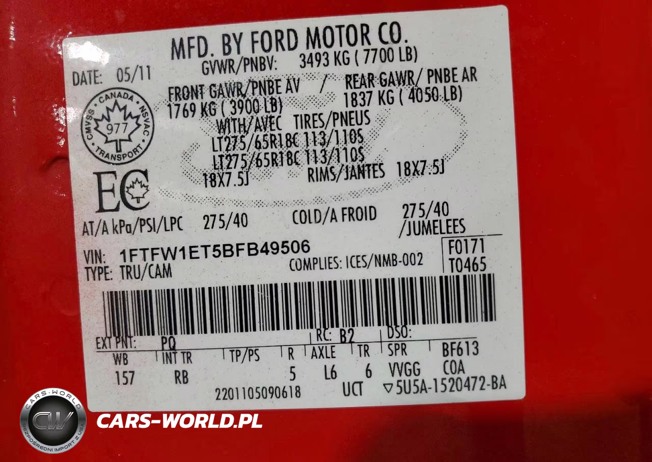 2011 Ford F150 Supercrew VIN:1FTFW1ET5BFB49506 - 12