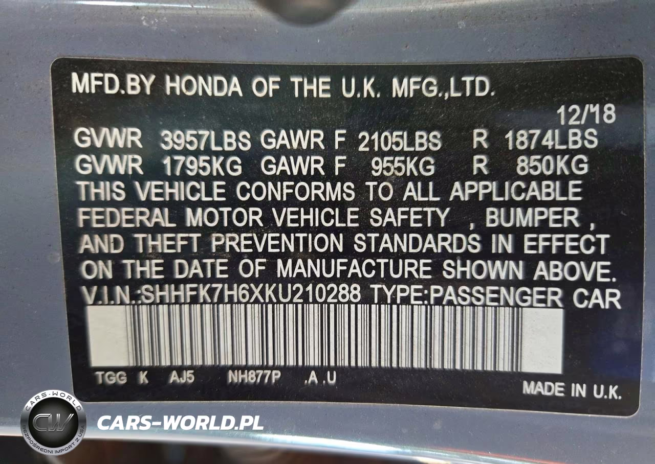 2019 Honda Civic Ex VIN:SHHFK7H6XKU210288 - 12
