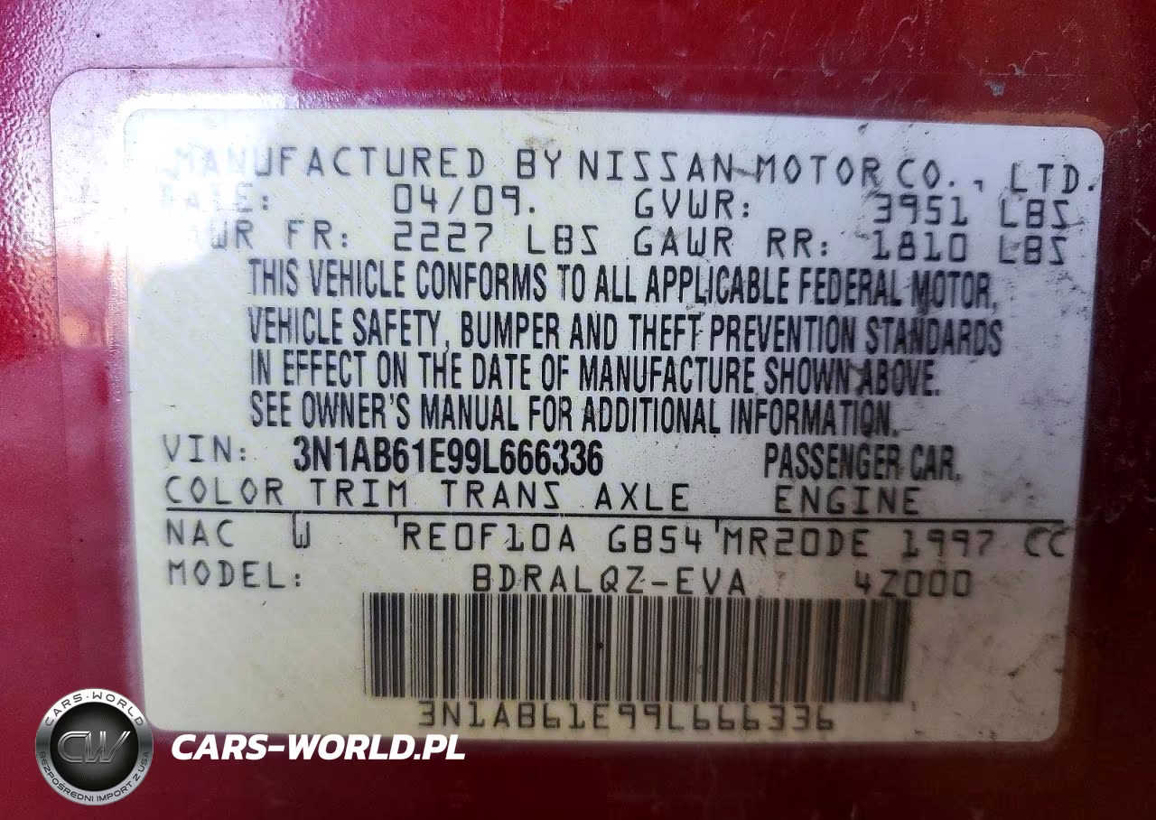 2009 Nissan Sentra 2.0 VIN:3N1AB61E99L666336 - 13