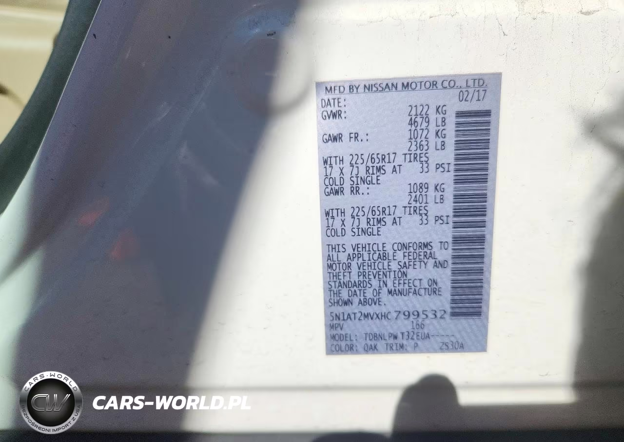2017 Nissan Rogue S VIN:5N1AT2MVXHC799532 - 14