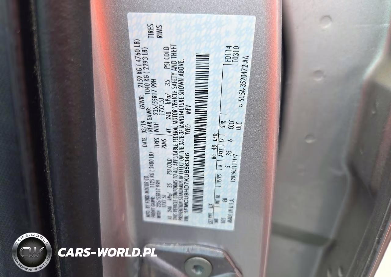 2019 Ford Escape Sel VIN:1FMCU9HD7KUB56346 - 13