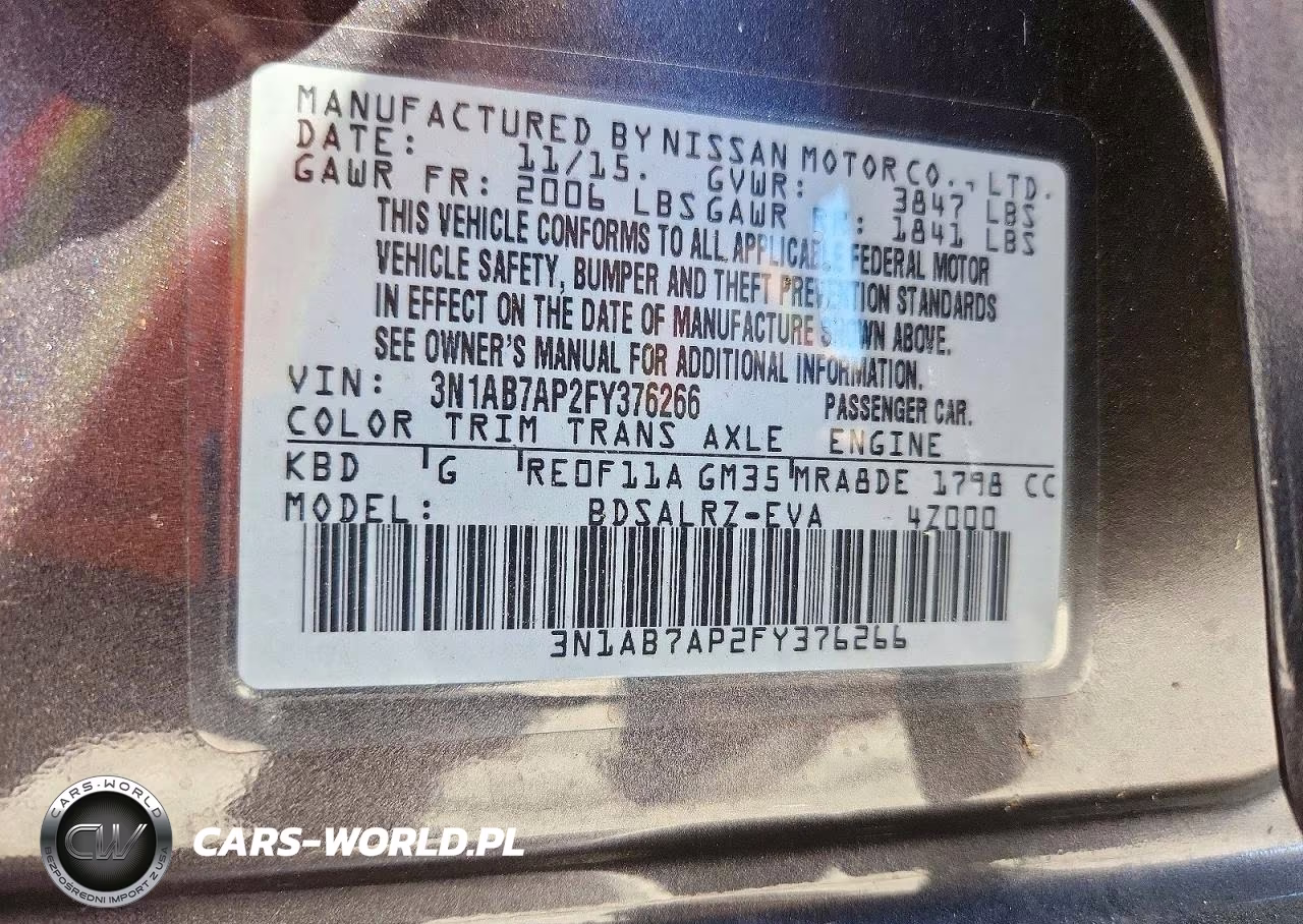 2015 Nissan Sentra Sr VIN:3N1AB7AP2FY376266 - 12