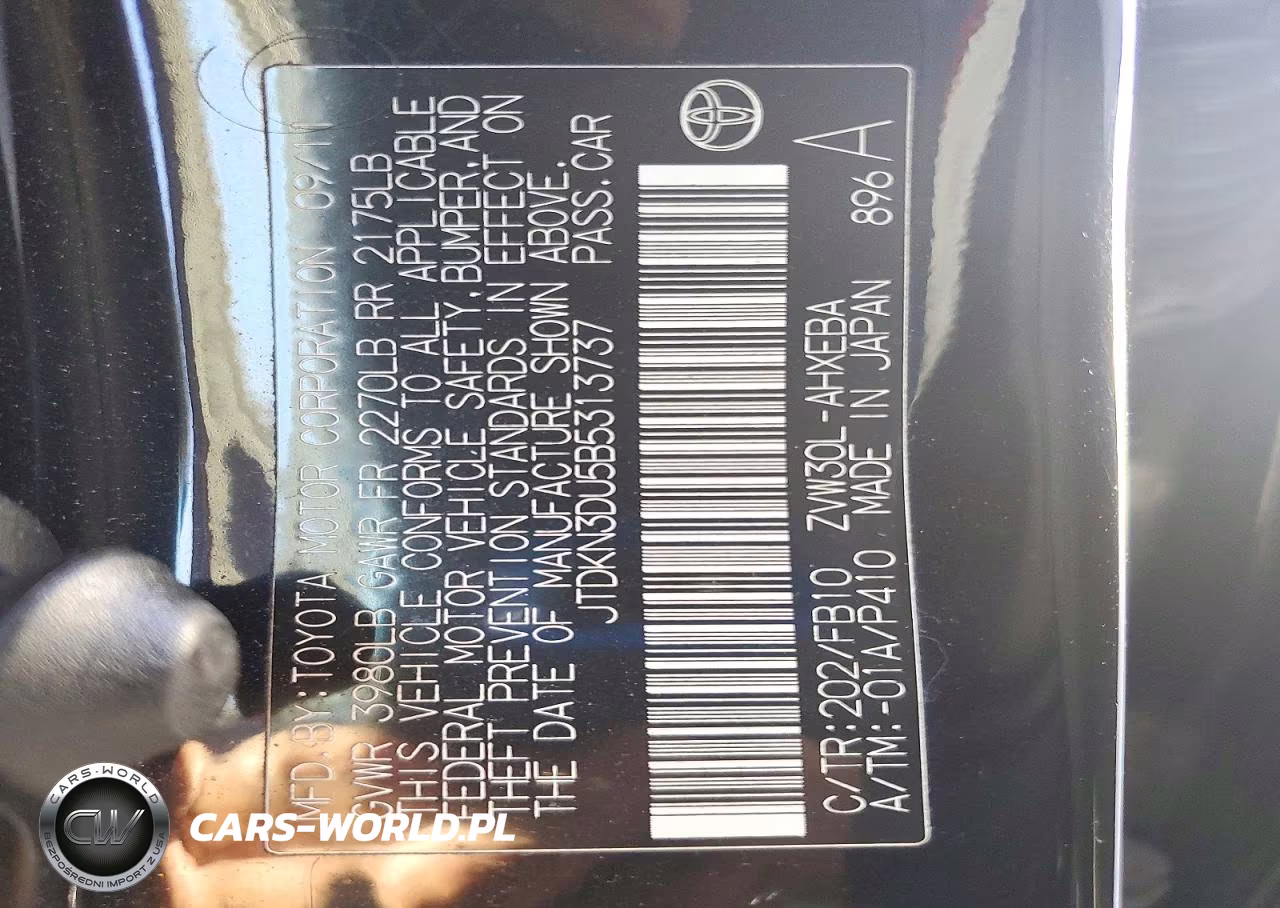 2011 Toyota Prius Two VIN:JTDKN3DU5B5313737 - 12