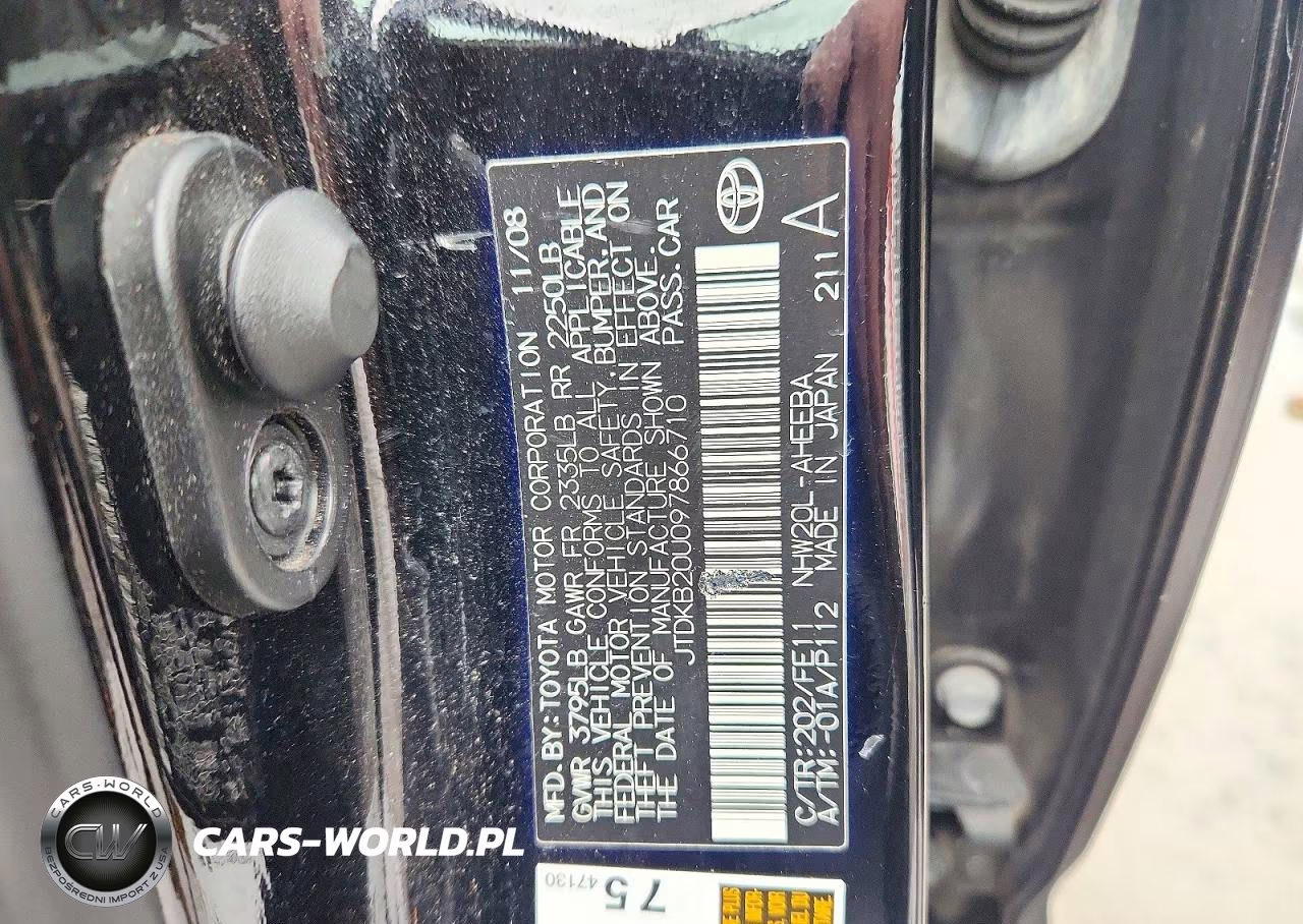 2009 Toyota Prius Base VIN:JTDKB20U097866710 - 12