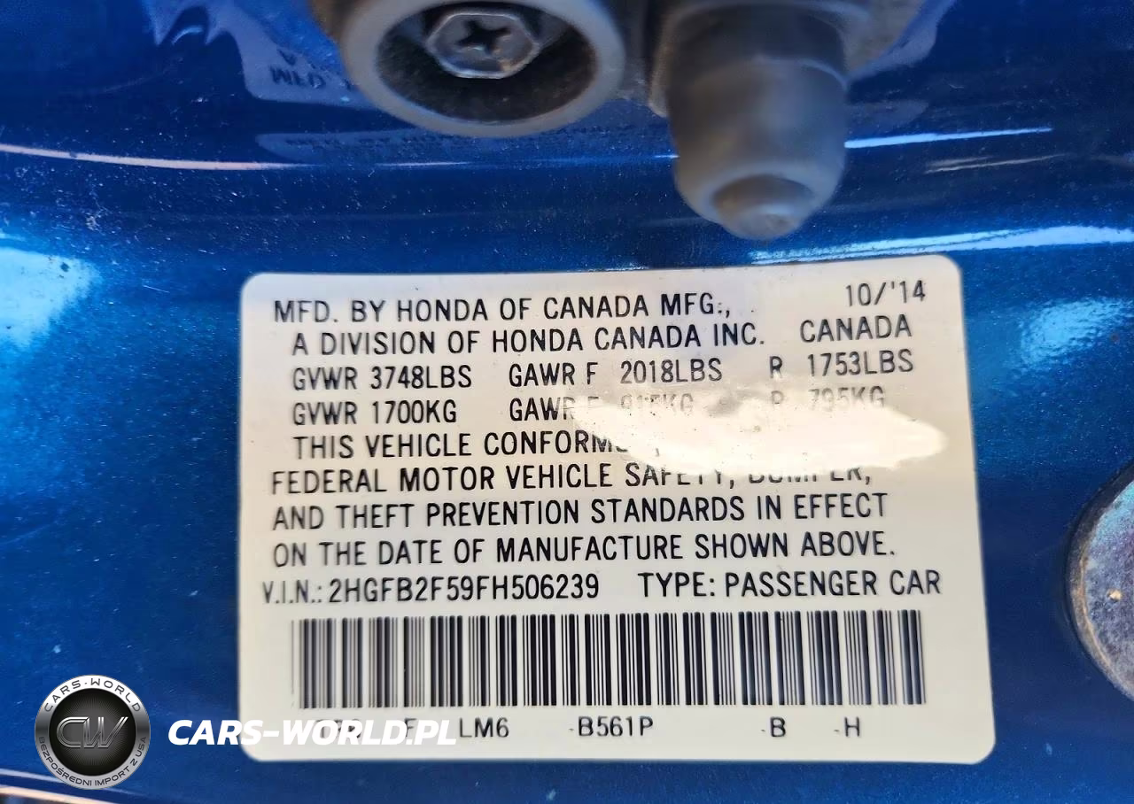 2015 Honda Civic Lx VIN:2HGFB2F59FH506239 - 12