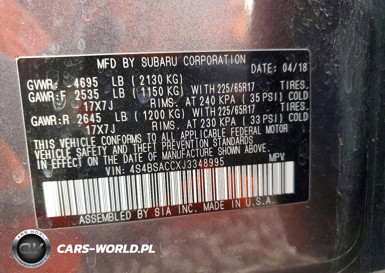 2018 Subaru Outback 2.5I Premium VIN:4S4BSACCXJ3348995 - 13