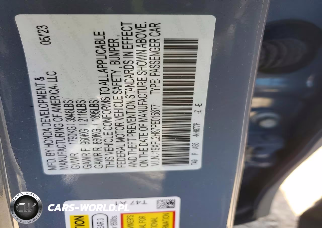 2023 Honda Civic Sport VIN:19XFL2H87PE015877 - 12