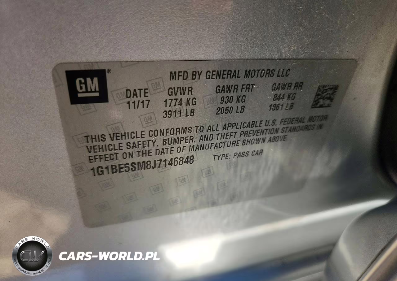 2018 Chevrolet Cruze Lt VIN:1G1BE5SM8J7146848 - 12