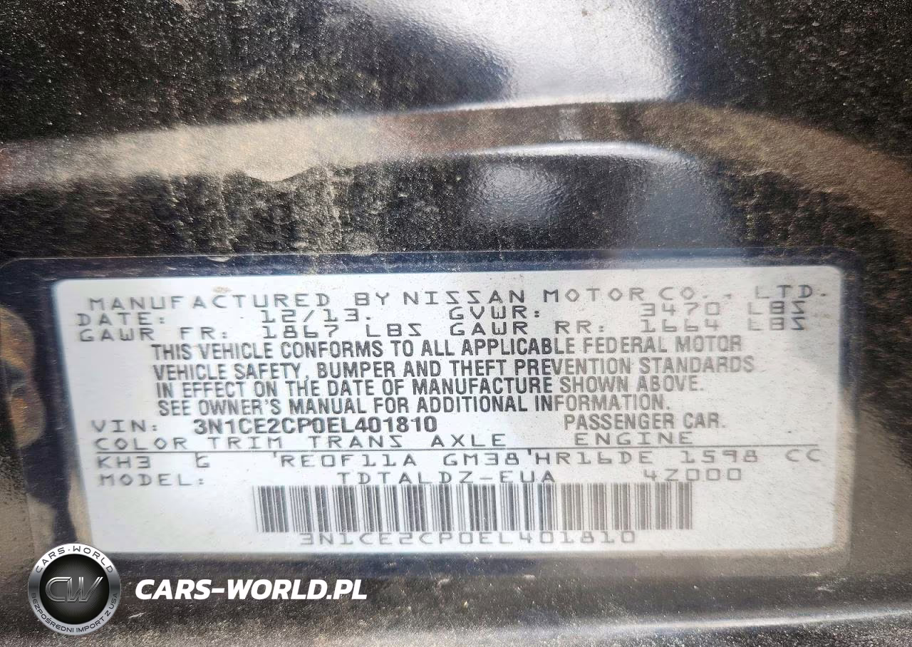 2014 Nissan Versa Note Sv VIN:3N1CE2CP0EL401810 - 12