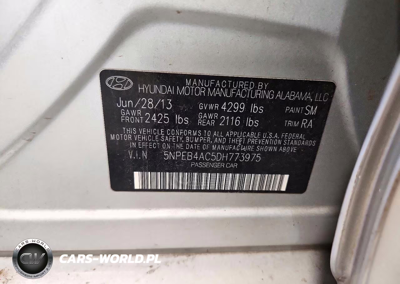 2013 Hyundai Sonata Gls VIN:5NPEB4AC5DH773975 - 12