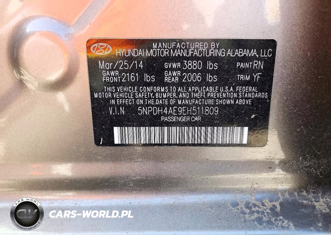 2014 Hyundai Elantra Se VIN:5NPDH4AE9EH511809 - 12