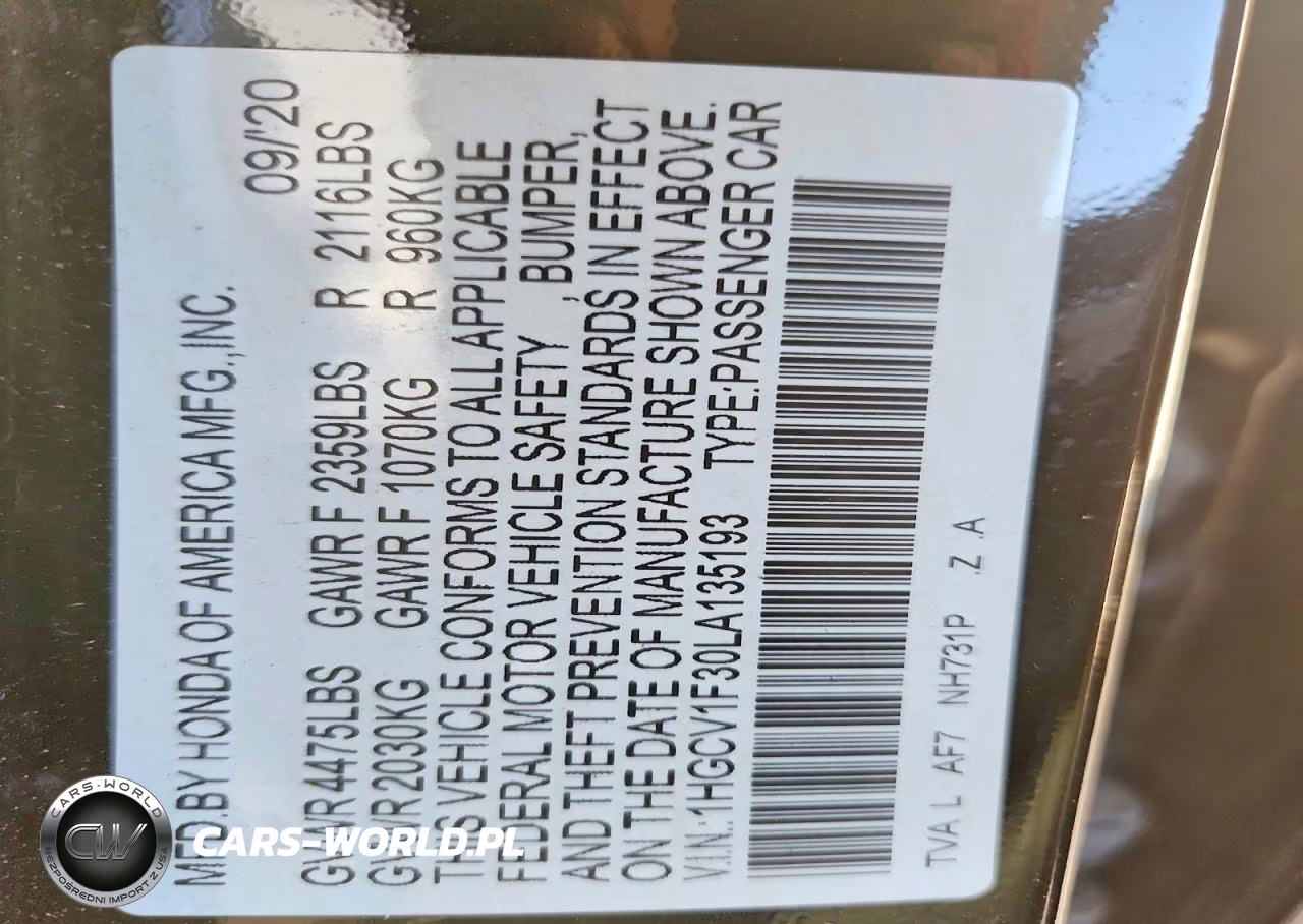 2020 Honda Accord Sport VIN:1HGCV1F30LA135193 - 13
