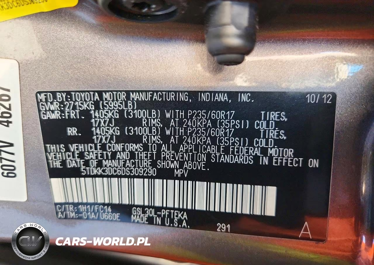2013 Toyota Sienna Le VIN:5TDKK3DC6DS309290 - 13