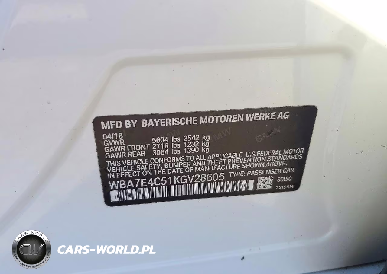 2019 BMW 740 Xi VIN:WBA7E4C51KGV28605 - 12