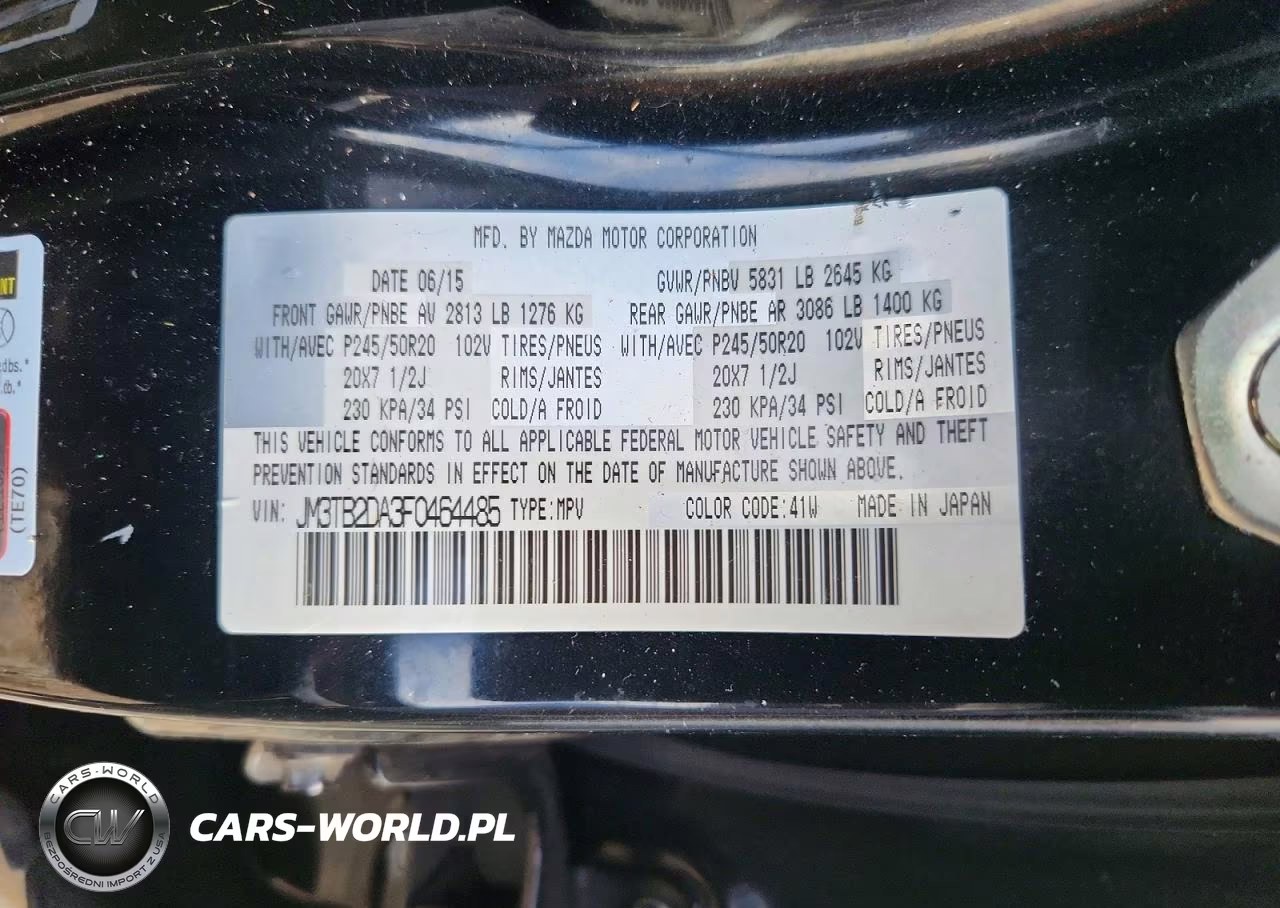 2015 Mazda Cx-9 Grand Touring VIN:JM3TB2DA3F0464485 - 14