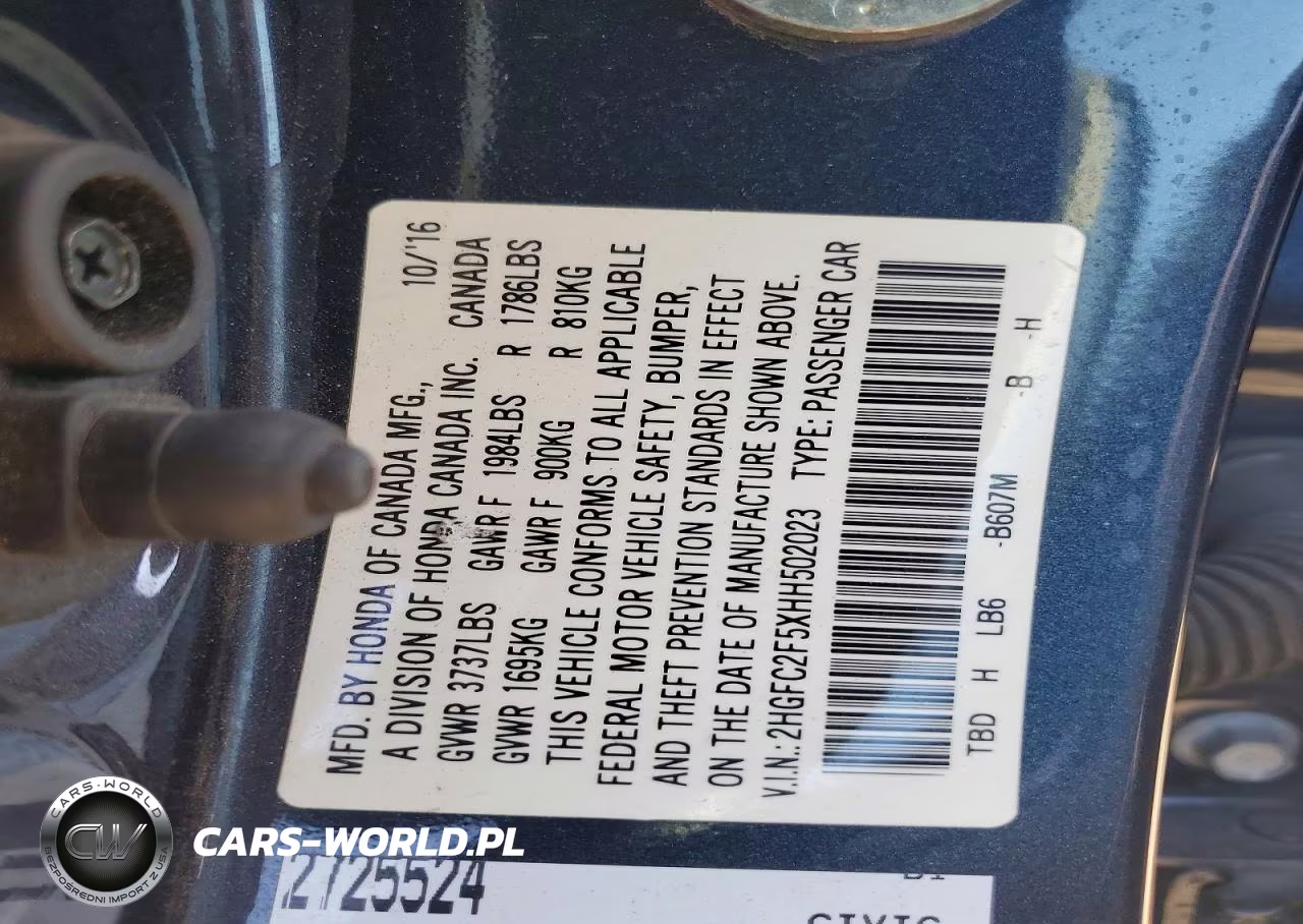2017 Honda Civic Lx VIN:2HGFC2F5XHH502023 - 13