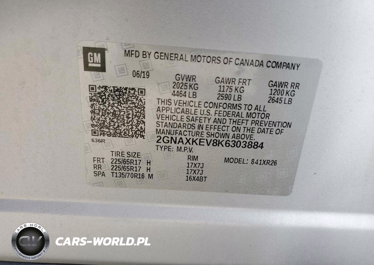 CHEVROLET EQUINOX LT VIN:2GNAXKEV8K6303884 - 13