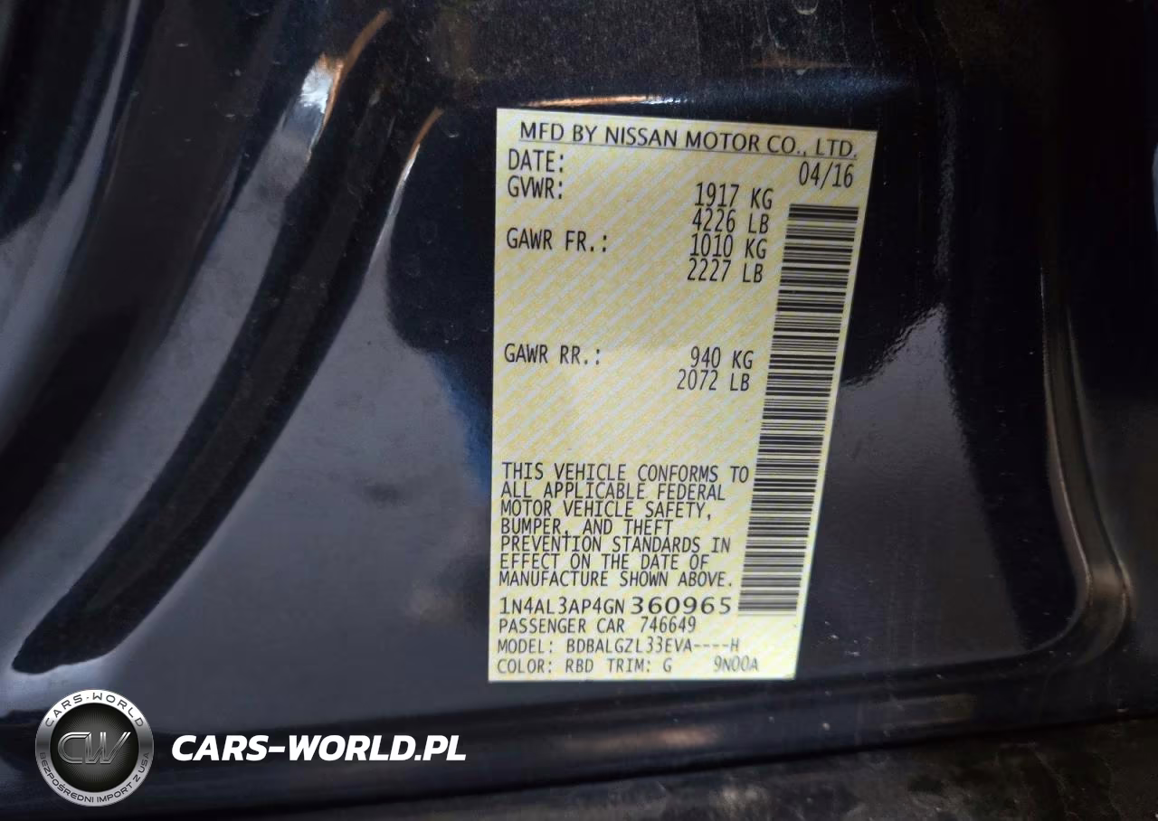2016 Nissan Altima 2.5 S VIN:1N4AL3AP4GN360965 - 12