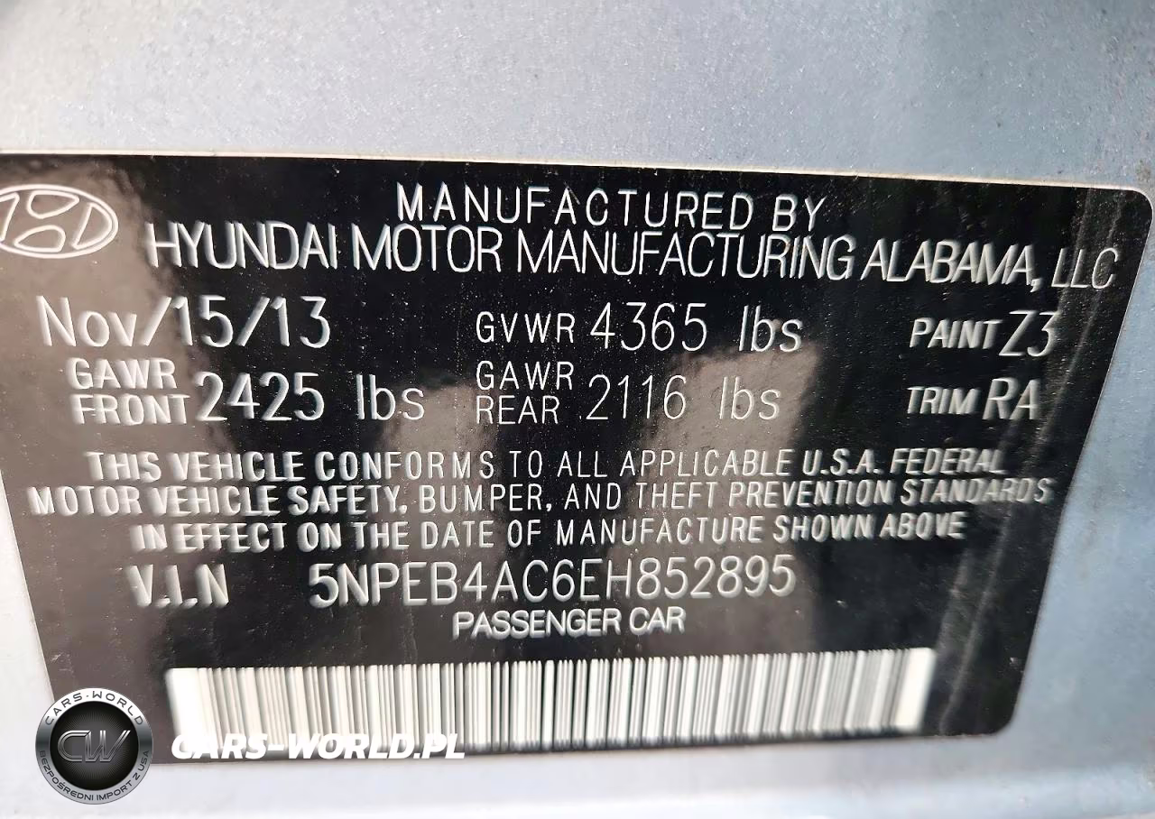 2014 Hyundai Sonata Gls VIN:5NPEB4AC6EH852895 - 12
