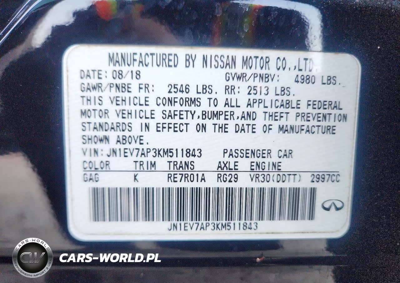 2019 Infiniti Q50 3.0T Luxe VIN:JN1EV7AP3KM511843 - 13