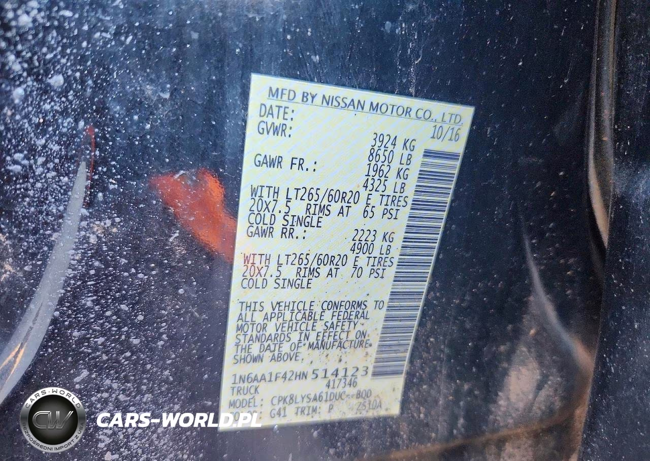 2017 Nissan Titan Xd Platinum Reserve VIN:1N6AA1F42HN514123 - 12