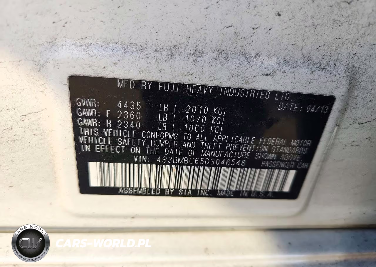 2013 Subaru Legacy 2.5I Premium VIN:4S3BMBC65D3046548 - 12