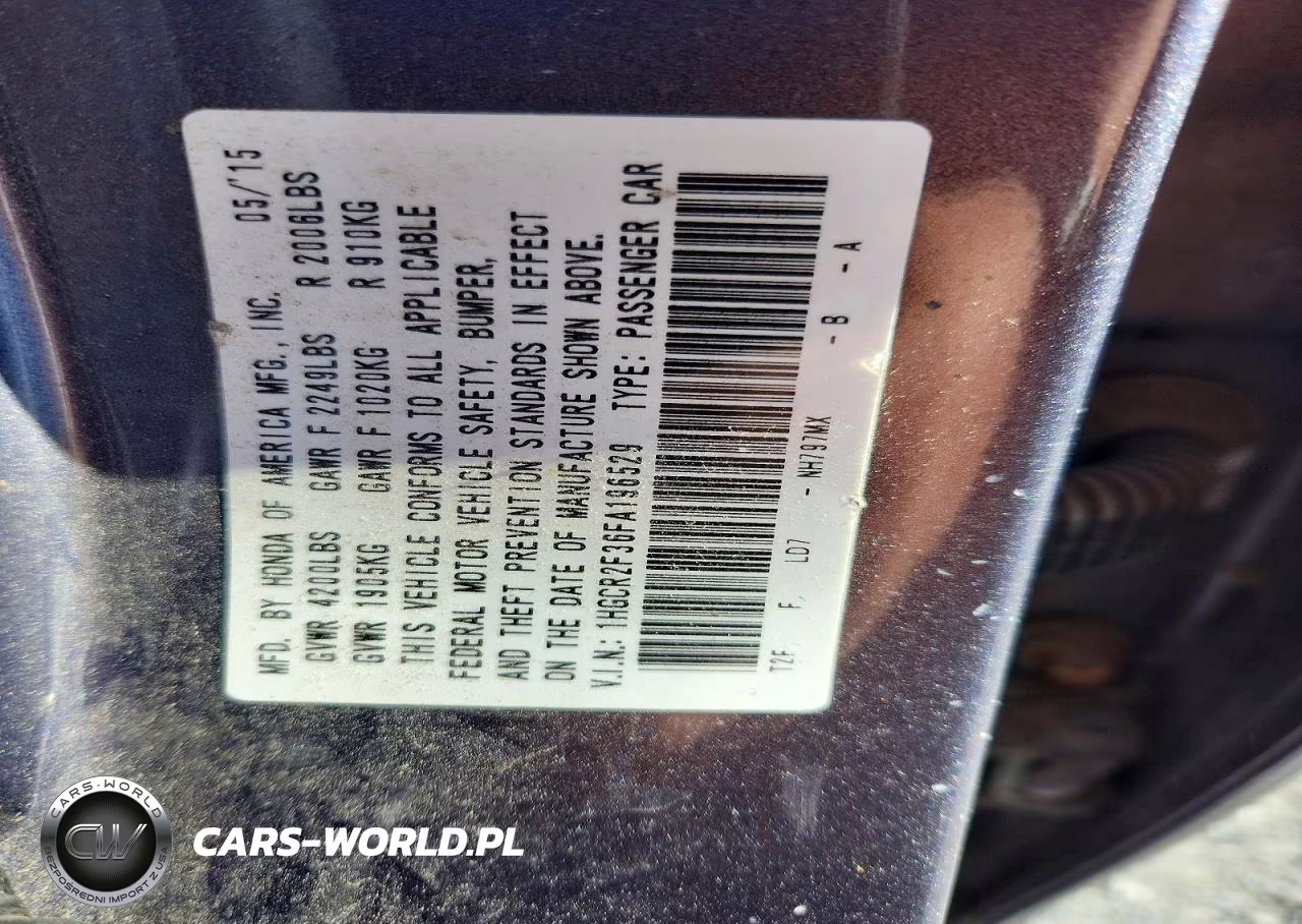 2015 Honda Accord Lx VIN:1HGCR2F36FA196529 - 12