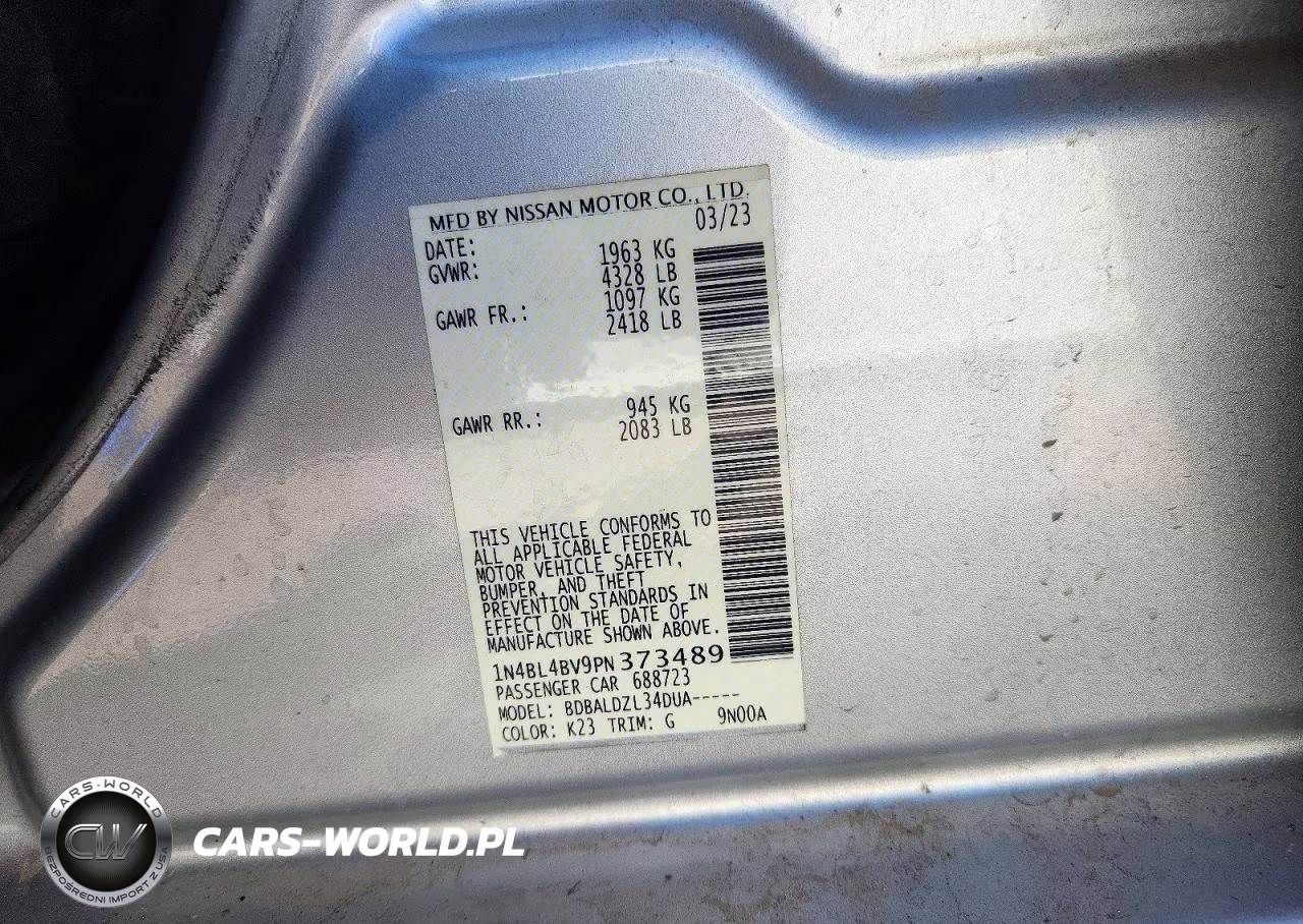 2023 Nissan Altima S VIN:1N4BL4BV9PN373489 - 12
