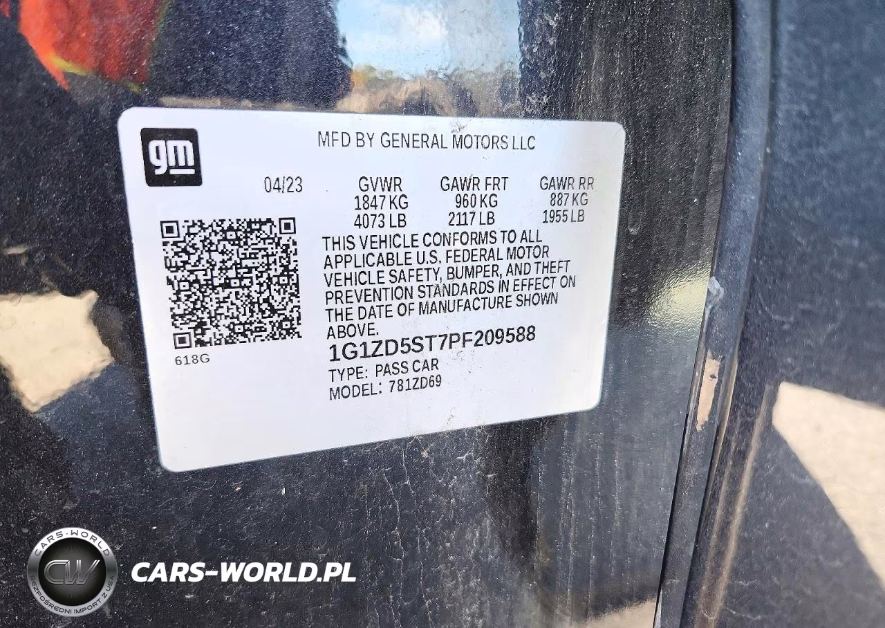 2023 Chevrolet Malibu Lt VIN:1G1ZD5ST7PF209588 - 12