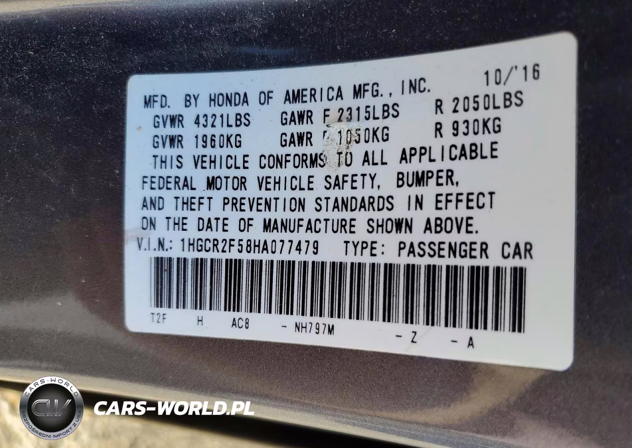 2017 Honda Accord Sport VIN:1HGCR2F58HA077479 - 12