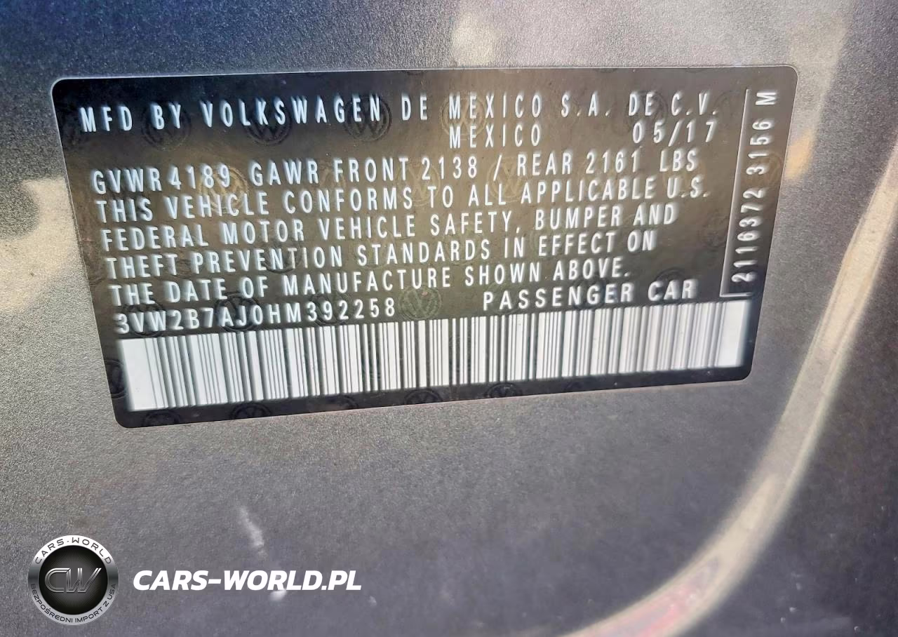 2017 Volkswagen Jetta S VIN:3VW2B7AJ0HM392258 - 12