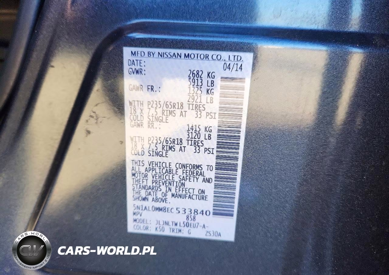 2014 Infiniti Qx60 Base VIN:5N1AL0MM8EC533840 - 13