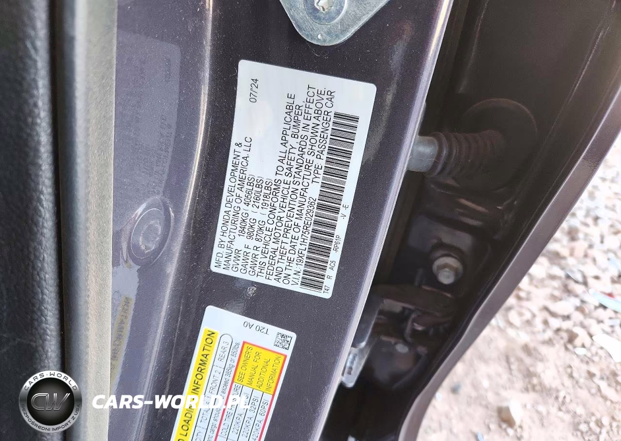 2024 Honda Civic Exl VIN:19XFL1H75RE029362 - 13
