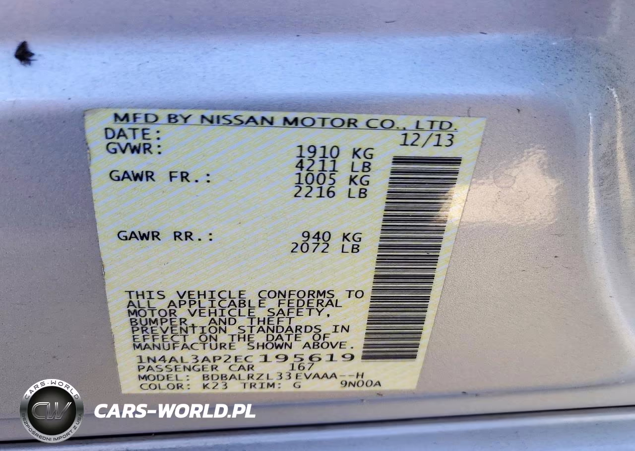 2014 Nissan Altima 2.5 S VIN:1N4AL3AP2EC195619 - 12